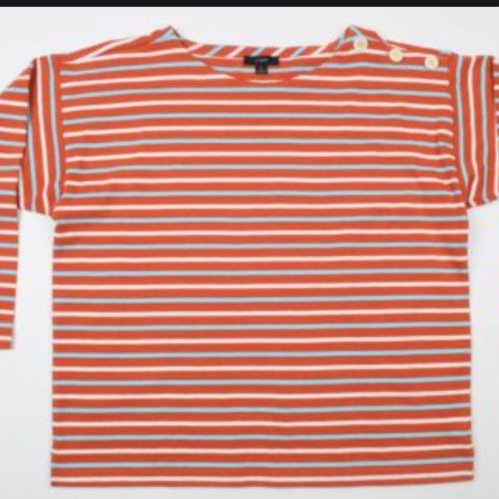 J.Crew Orange Striped Boatneck Long Sleeve